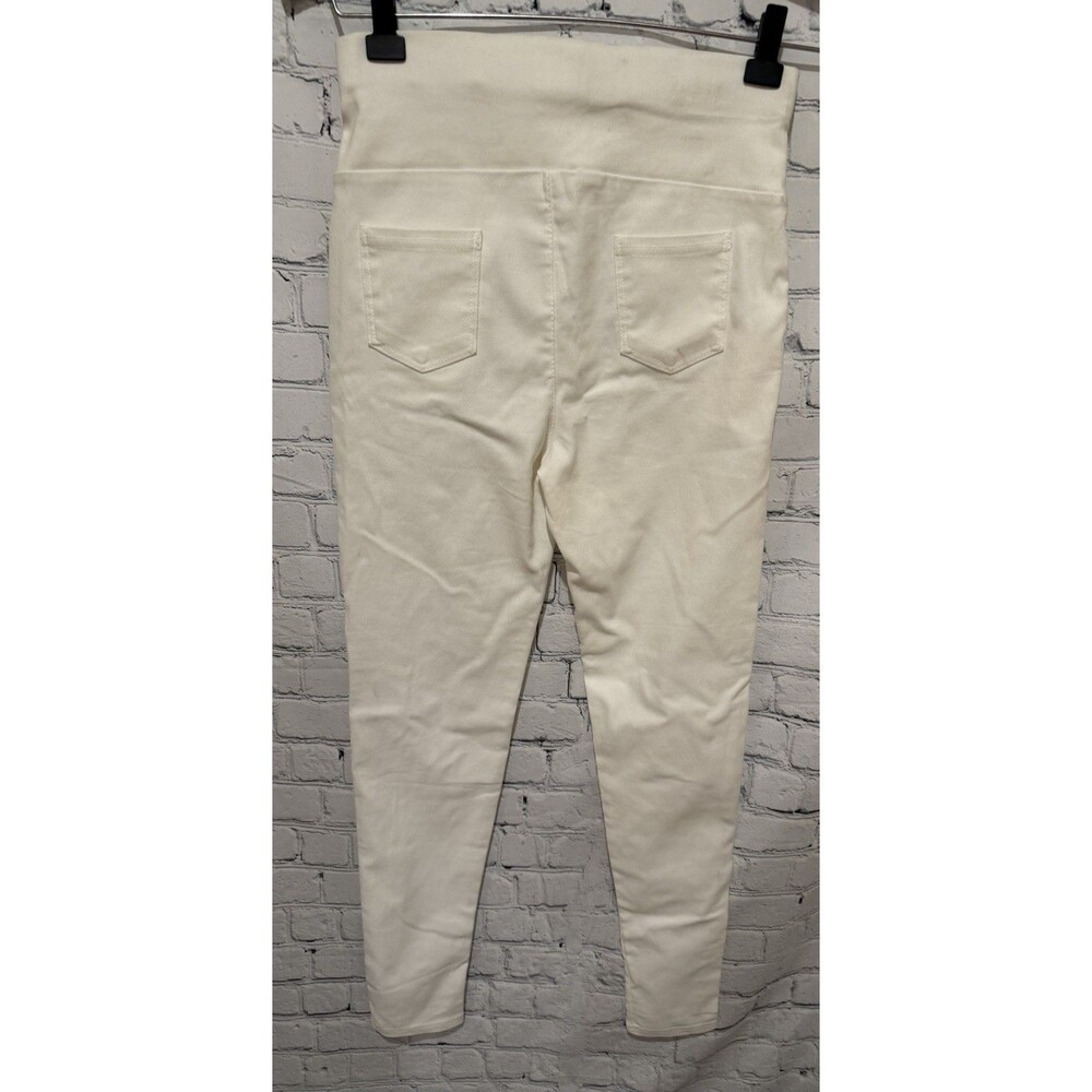 NWT White high-rise button-fly Pull On Skinny jeans With Gold Button Accents M/L - Picture 3 of 8